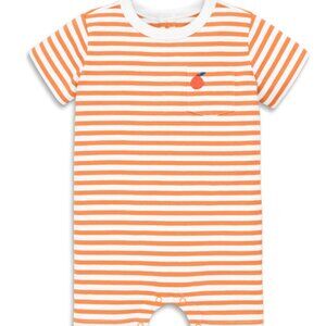 Primary Baby embroidered stripe pocket shortie in cantaloupe (3-6mo)